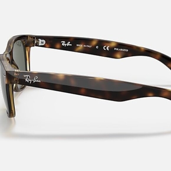 NEW RAY-BAN Wayfarer Classic – Polished Tortoise Frame, Polarized G-15 Green Len - Picture 2 of 4